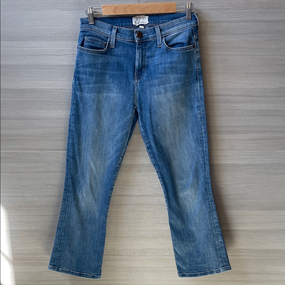 Current/Elliott Cropped Straight/Slight Flare Blue Denim Jeans